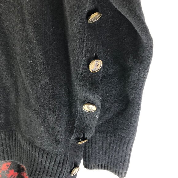 Coach Black & Red Button Horse And Carriage Print Sweater Dress Wool Silk L - Picture 6 of 8